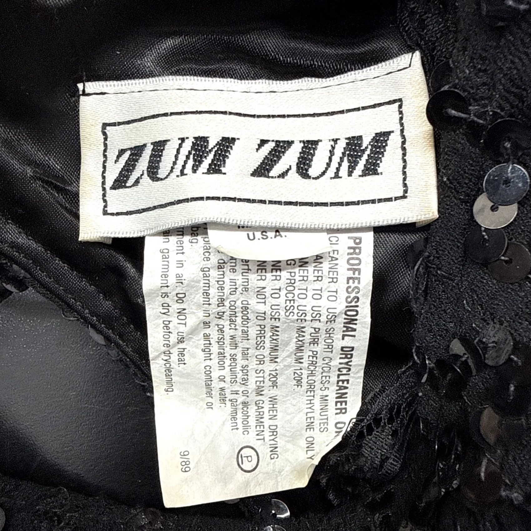 Vintage VINTAGE 80s Zum Zum Mini Dress Black Satin Sequin Ruffled Formal Size 11/12 Womens Size L / US 10 / IT 46 - 5 Thumbnail
