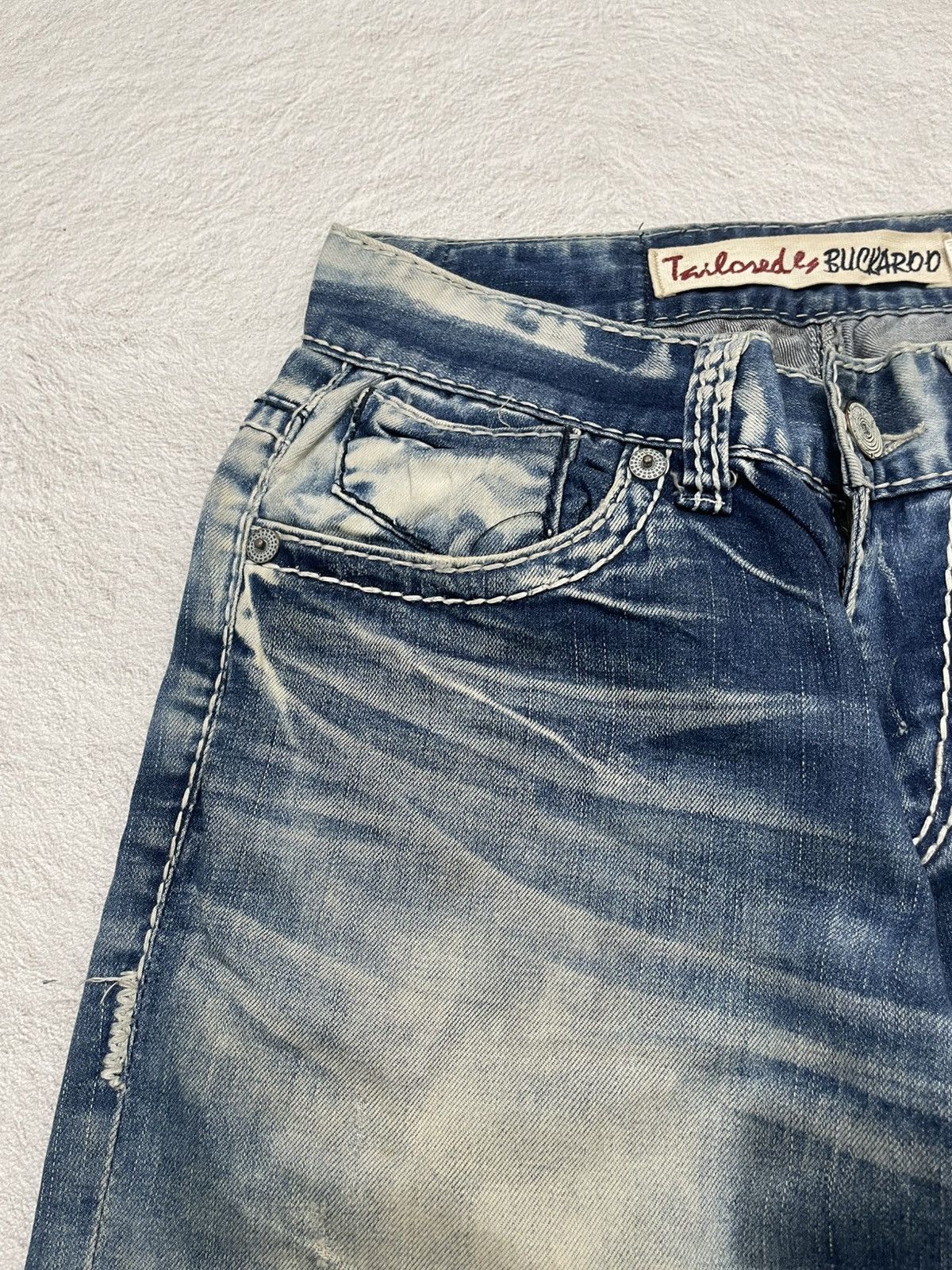 Japanese Brand 2000s Acid Washed Buckaro Light Blue Jeans Y2K Size US 29 - 3 Thumbnail