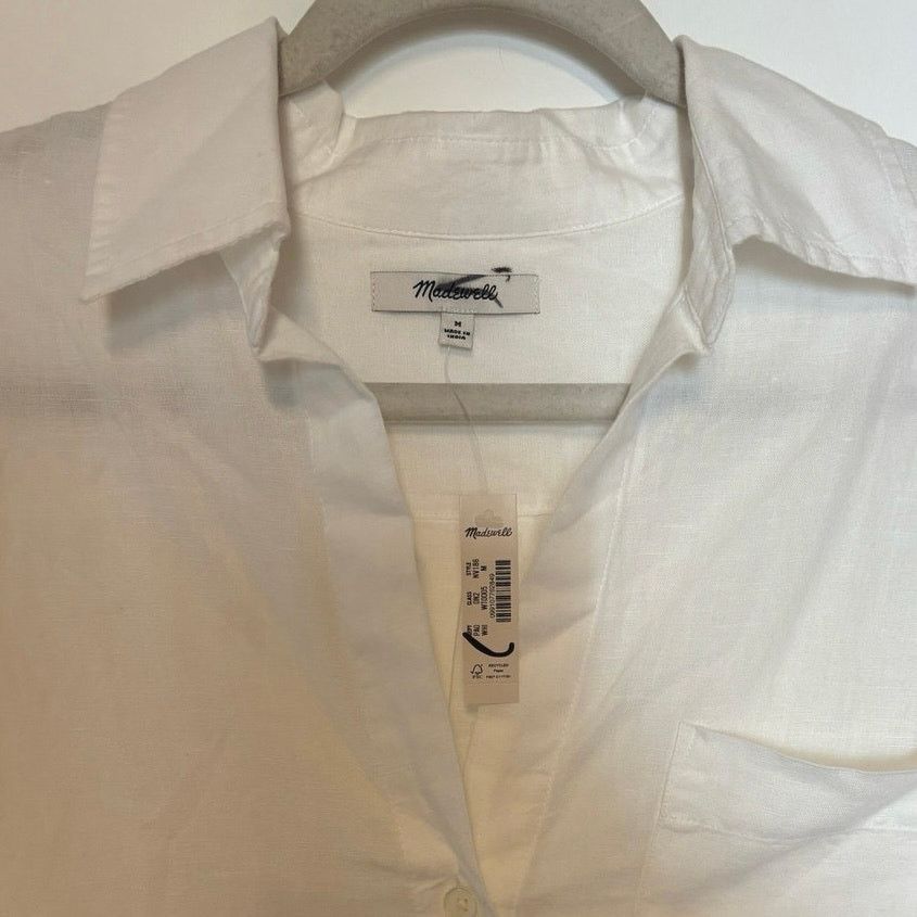 Madewell NWT Madewell Shirred Button-Up Shirt in Linen-Cotton Size M Size M / US 6-8 / IT 42-44 - 5 Thumbnail