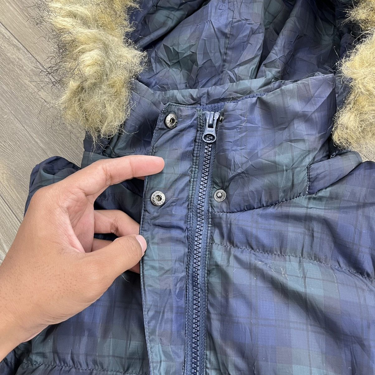 If Six Was Nine 2000s Goa Style Plaid Down Jacket Fur Vest Size US M / EU 48-50 / 2 - 8 Thumbnail