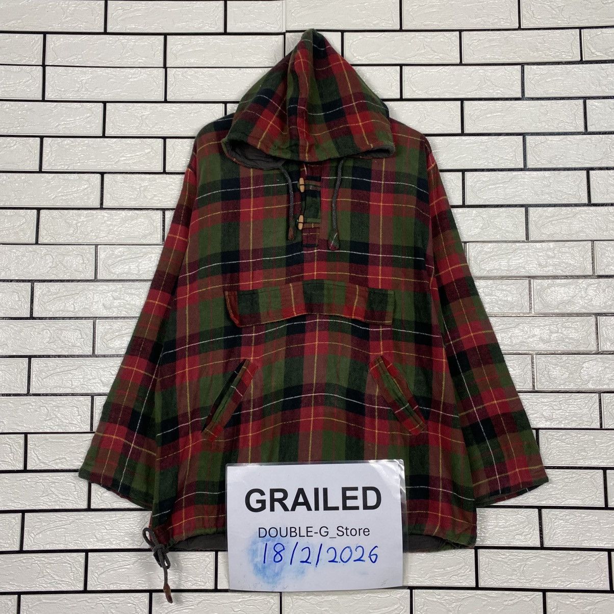 Hysteric Glamour 📌Vintage Half Button Baja Jacket Hoodie Tartan Design Size US M / EU 48-50 / 2 - 1 Thumbnail