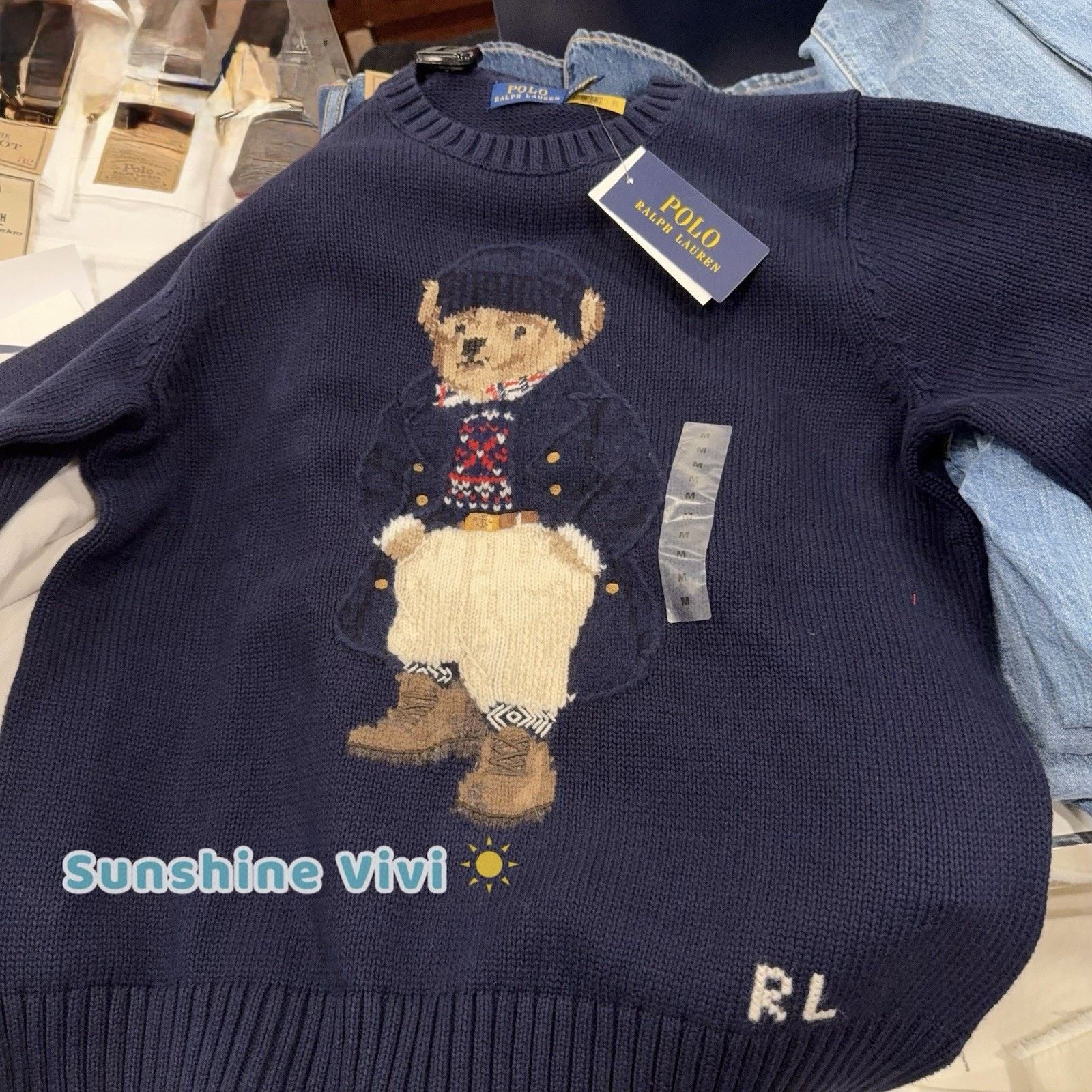 Ralph Lauren Purple Label NWT Ralph Lauren Women Bear Suit Crewneck Sweatshirt Navy Size US M / EU 48-50 / 2 - 1 Thumbnail