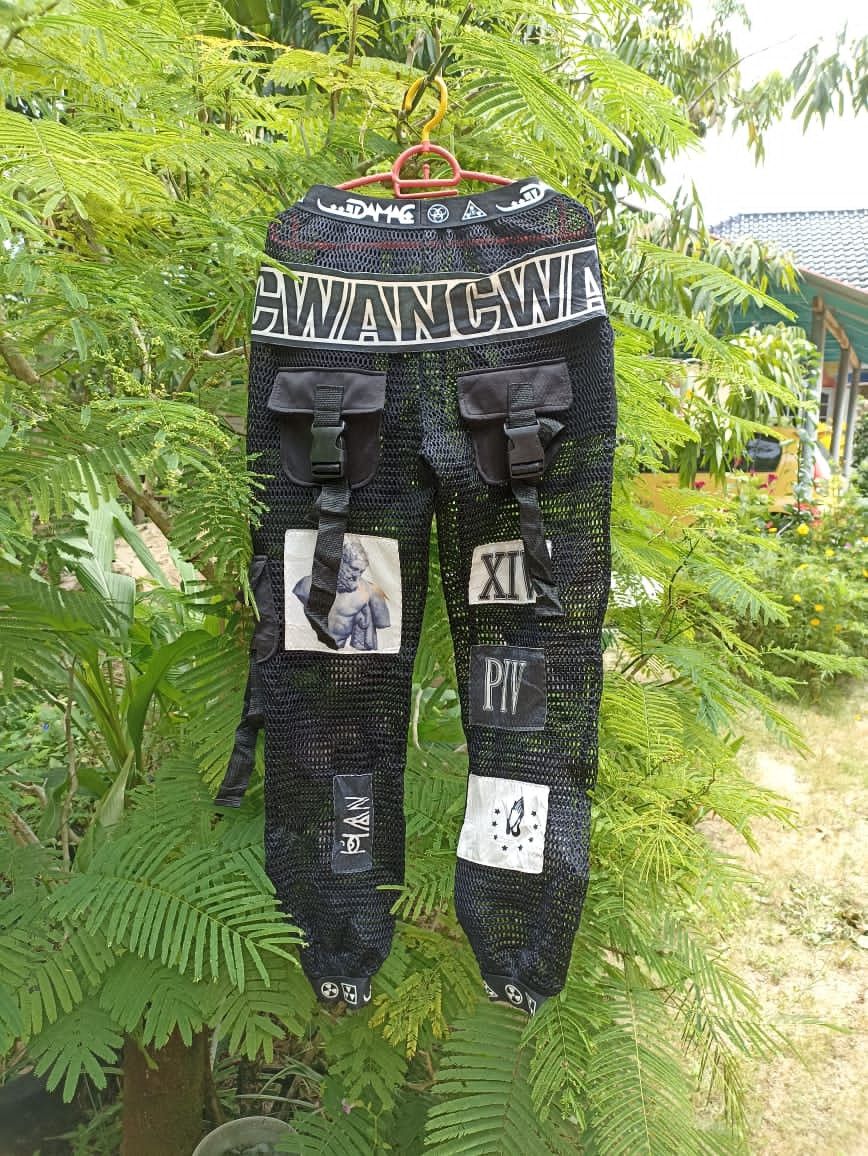 Japanese Brand Wujazz See Through Pants with mini patches Size 22" - 2 Thumbnail