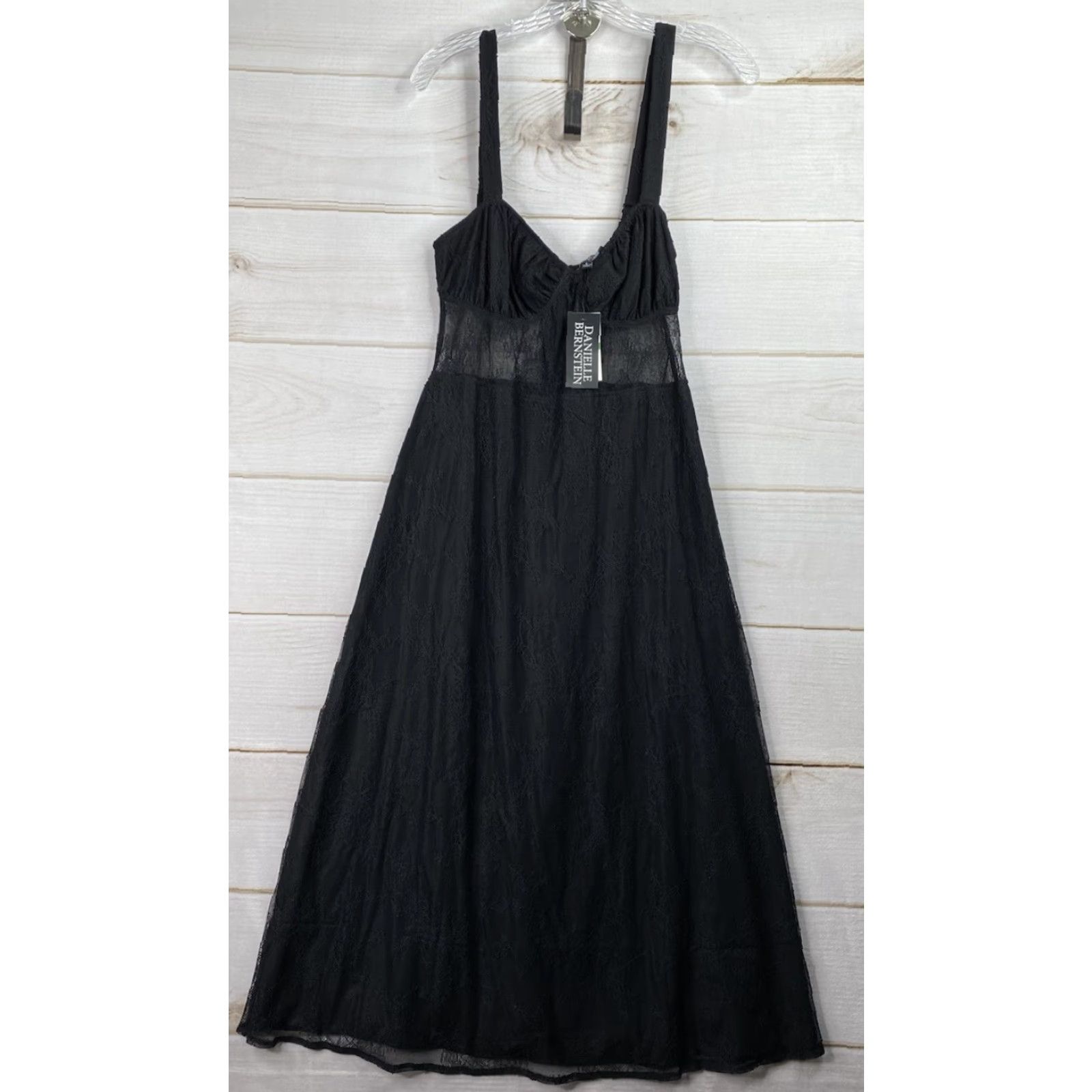 Vintage DaniellE Bernstein Lace Dress L Black Sleeveless Midi V-Neck NWT Womens Size L / US 10 / IT 46 - 2 Thumbnail