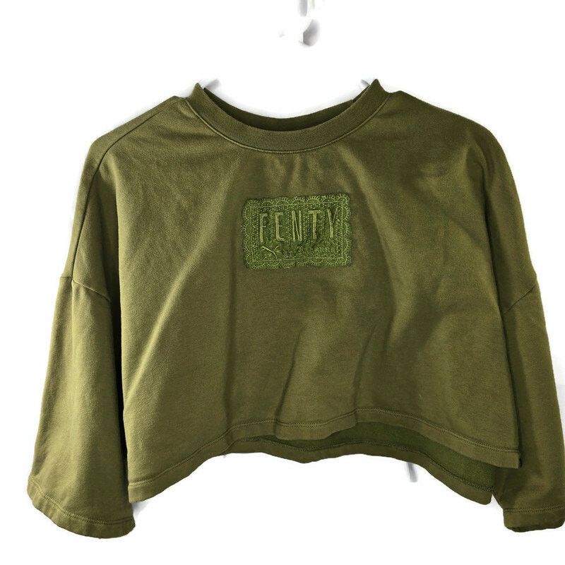 Fenty Puma by Rihanna Olive Green Crop Sweatshirt Sz Medium