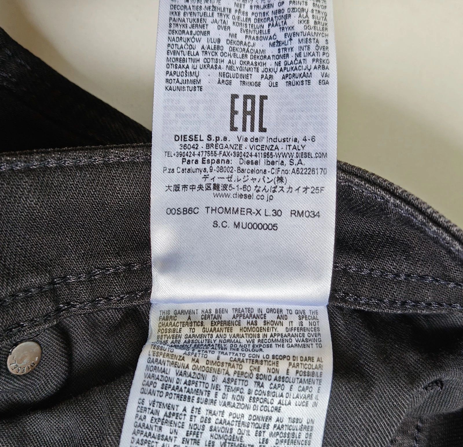 Diesel Diesel THOMMER-X L.30 MENS JEANS SLTP/9582 Size US 32 / EU 48 - 7 Thumbnail