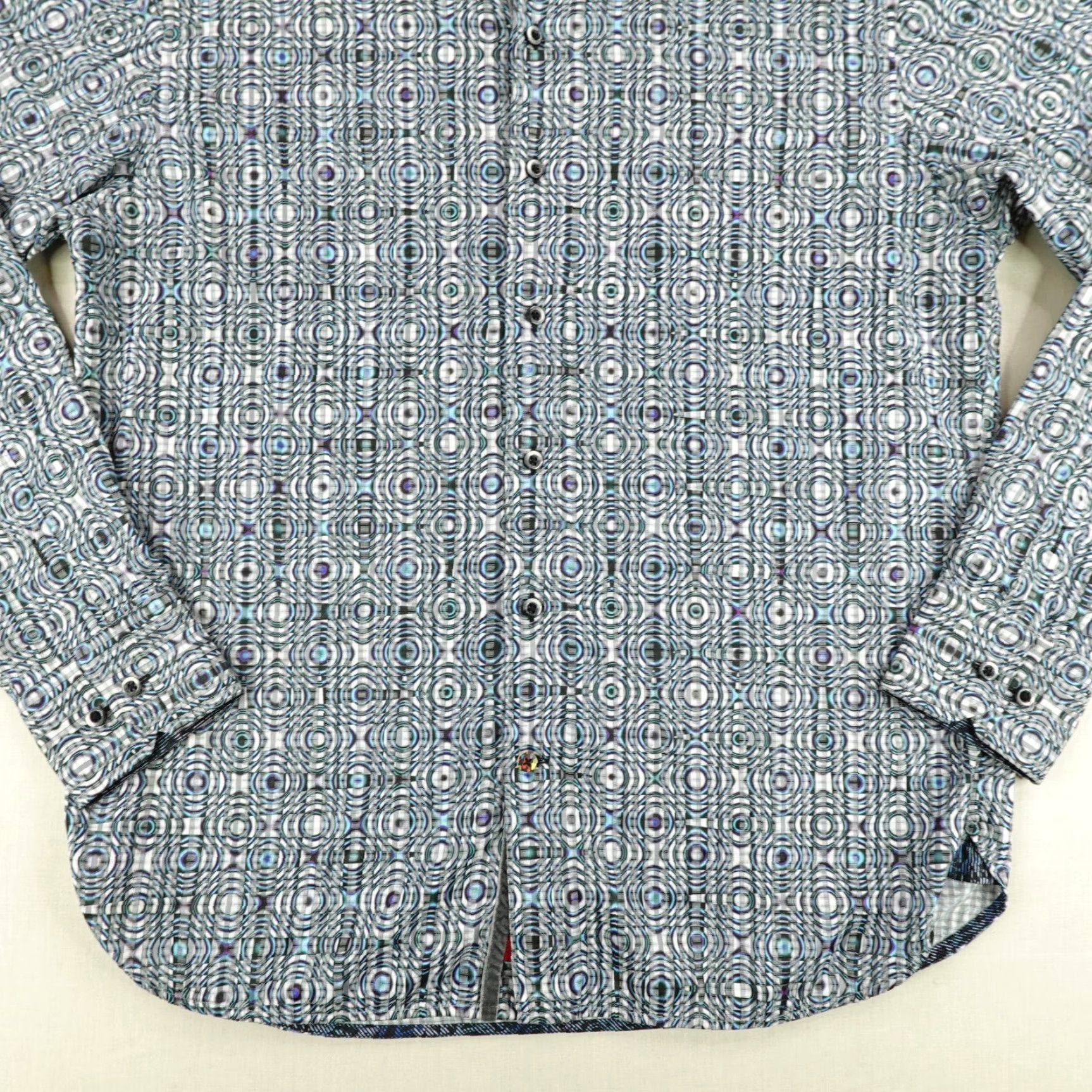 Luchiano Visconti Luchiano Visconti Geometric Button-Up Shirt Mens Large Blue Regular Fit Cotton Modal Size US L / EU 52-54 / 3 - 3 Thumbnail