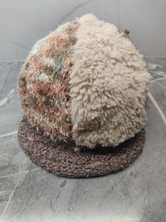 Japanese Brand Vintage A Fleece + Knit Patchwork Style Cap Hat Size ONE SIZE - 2 Thumbnail
