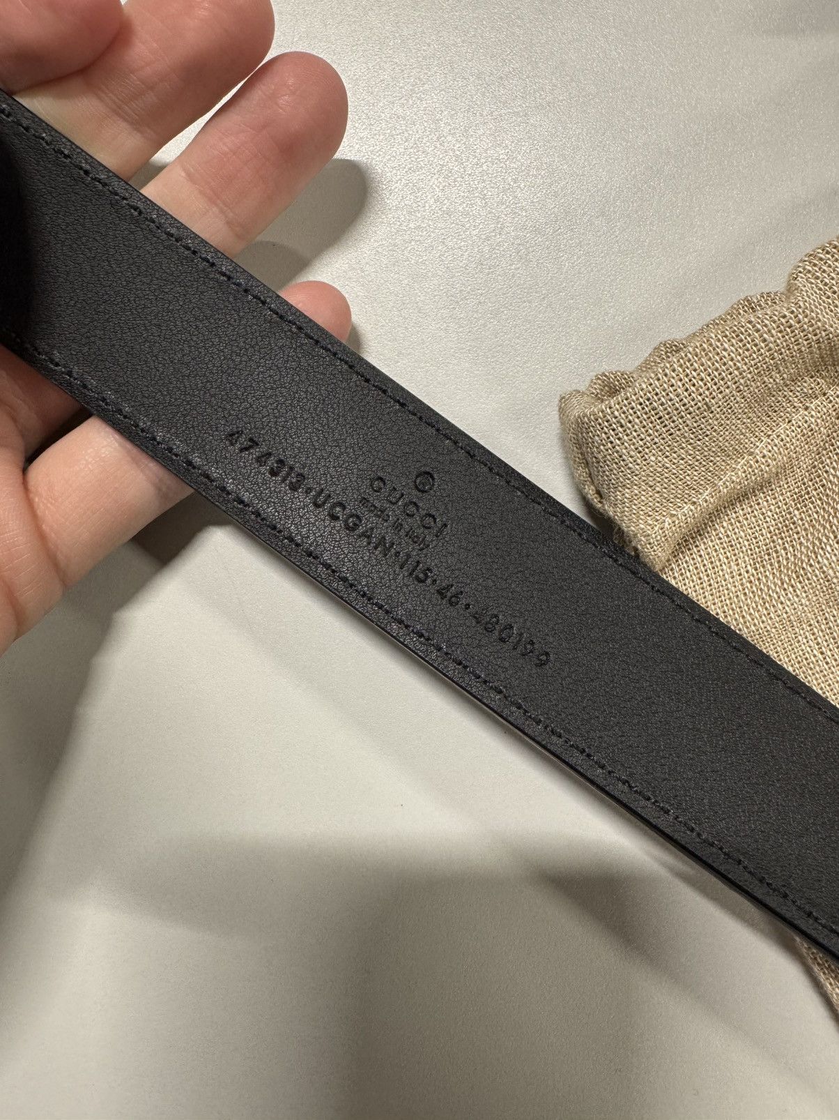 Gucci Gucci GG Embossed Leather Belt Size 46 - 2 Thumbnail