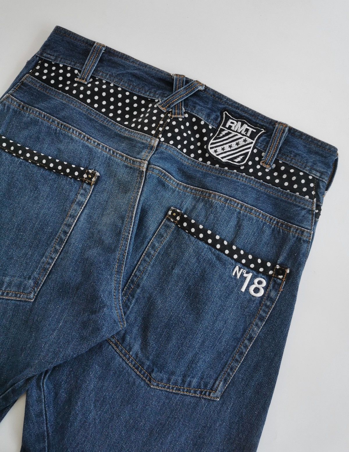 Japanese Brand Rimaster Engineered Loose Fit Polkadot Prints Denim Jeans Size US 33 - 9 Thumbnail