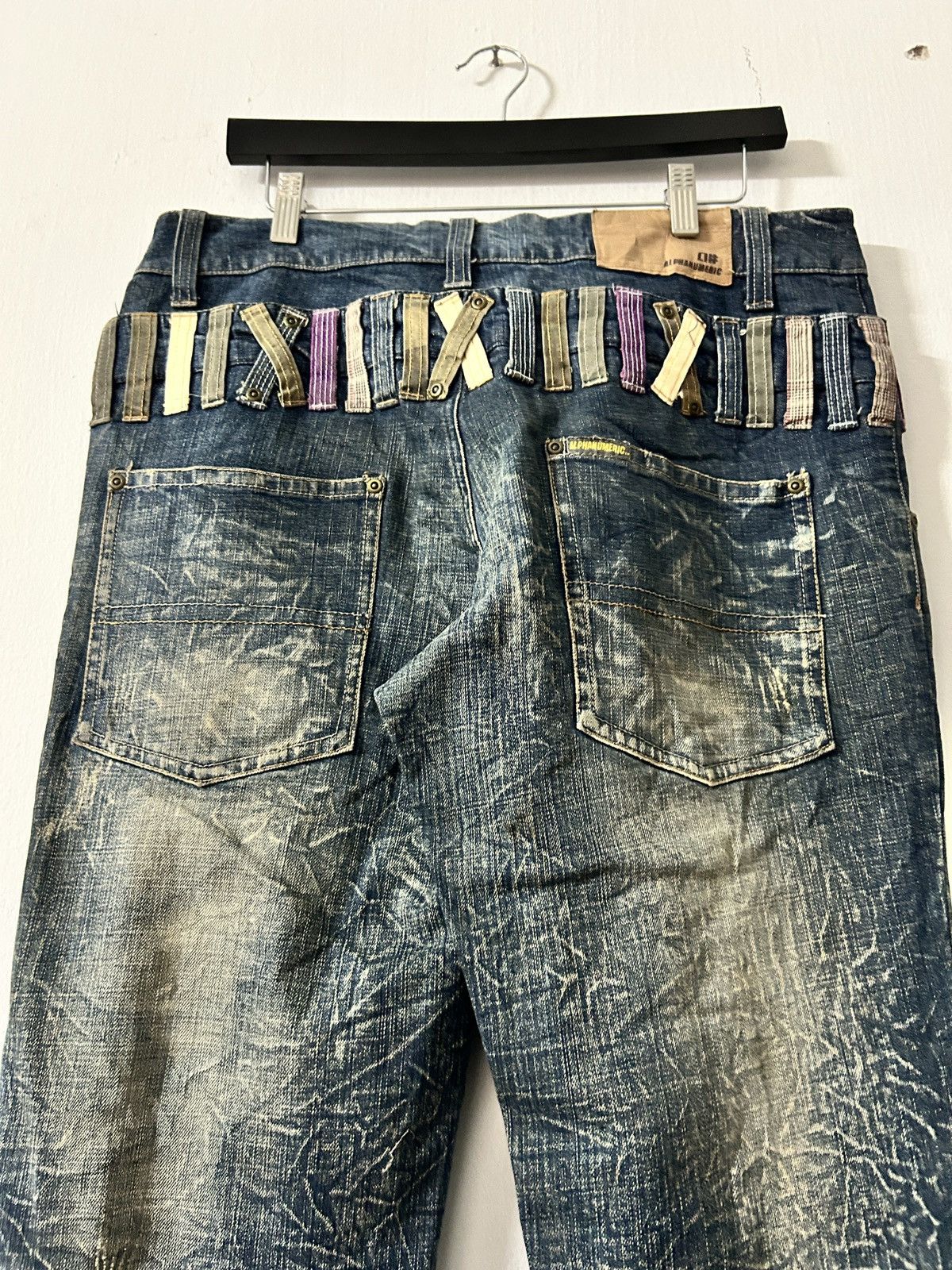 Alphanumeric × Japanese Brand × Vintage Crazy Double Waist Alpha Numeric Sick Acid Wash Design Size US 35 - 6 Thumbnail