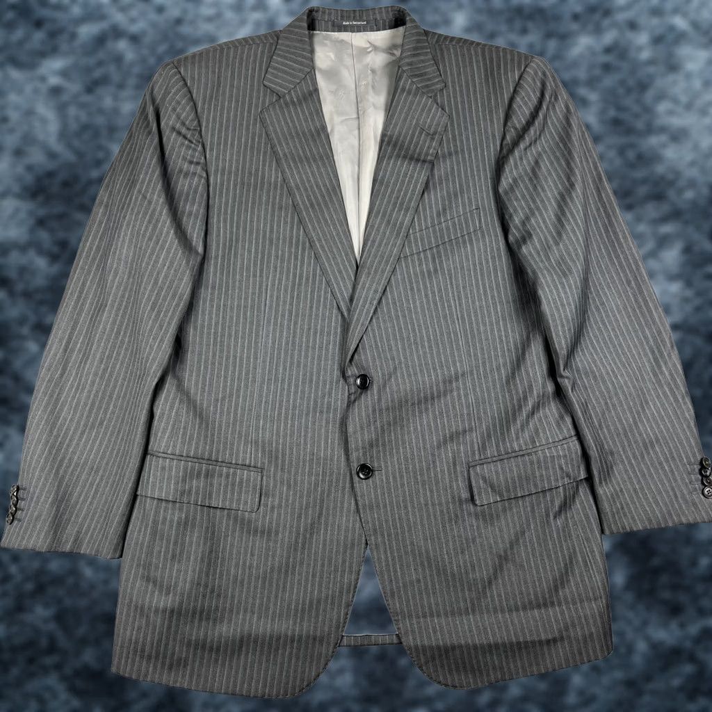 Ermenegildo Zegna Ermenegildo Zegna Wool Blazer Sport Coat 46L Mens Grey Striped Suit Jacket Size 46R - 1 Thumbnail