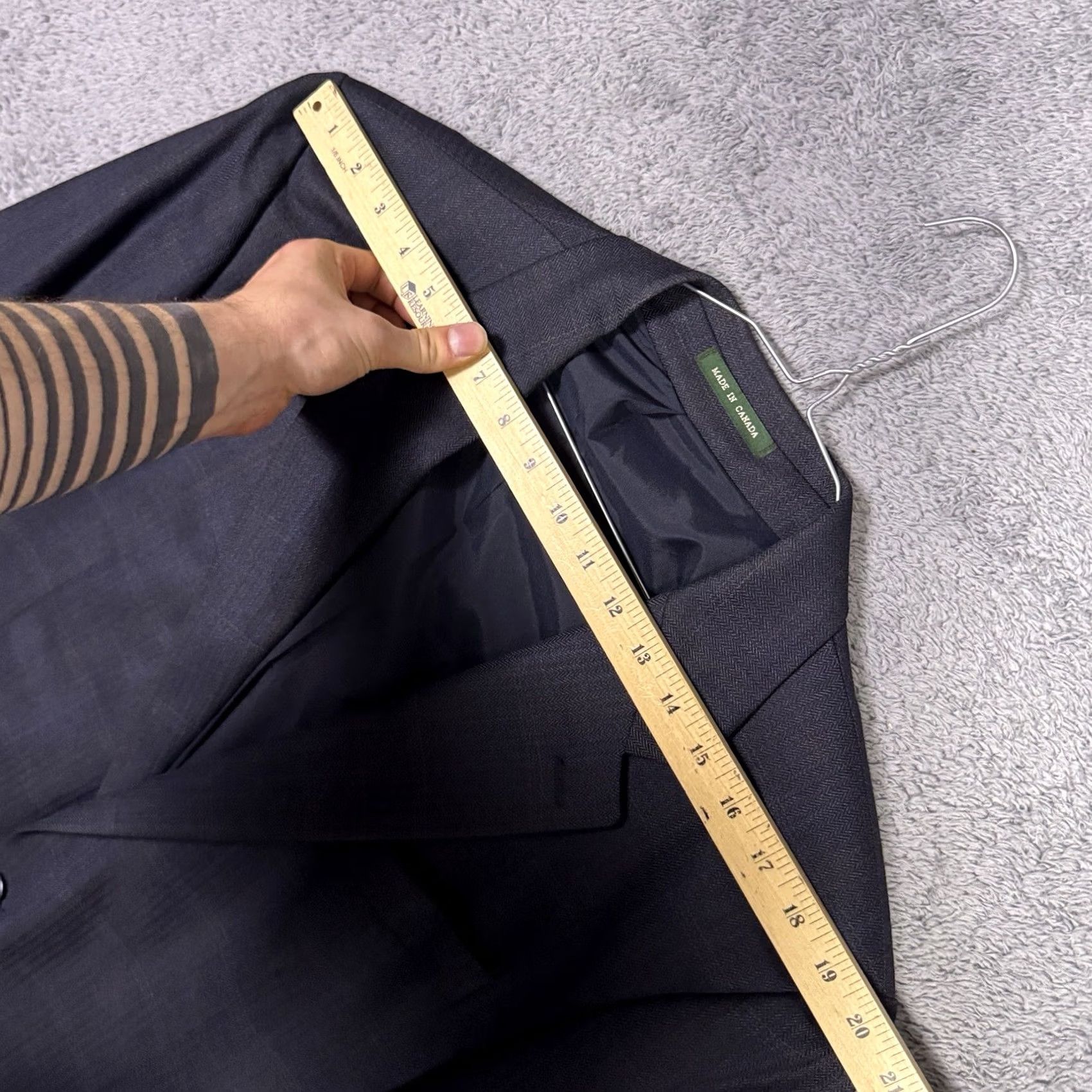 Ralph Lauren VINTAGE Ralph Lauren Blazer Men 44L Pure New Wool Suit Jacket Windowpane Herringbone Blue Wool) Size 44R - 5 Thumbnail