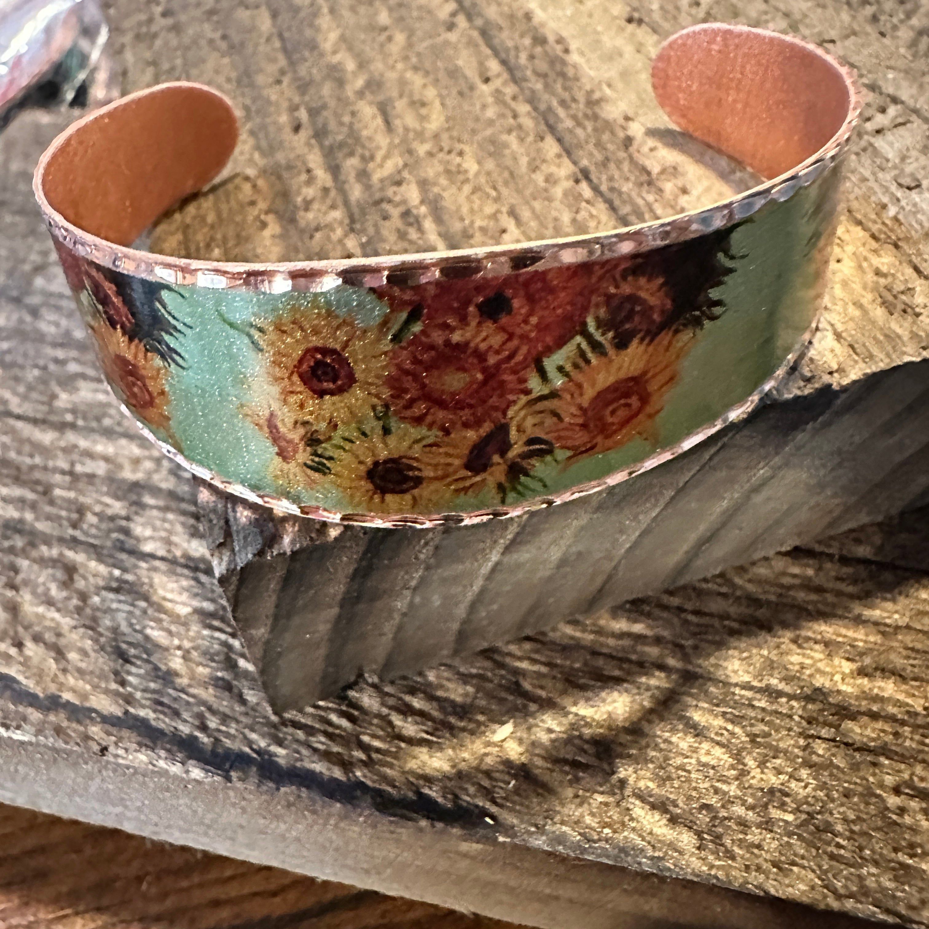 Other Handmade Boho Copper Wide Cuff Bracelet, Diamond Cut Van Gog Size ONE SIZE - 2 Thumbnail
