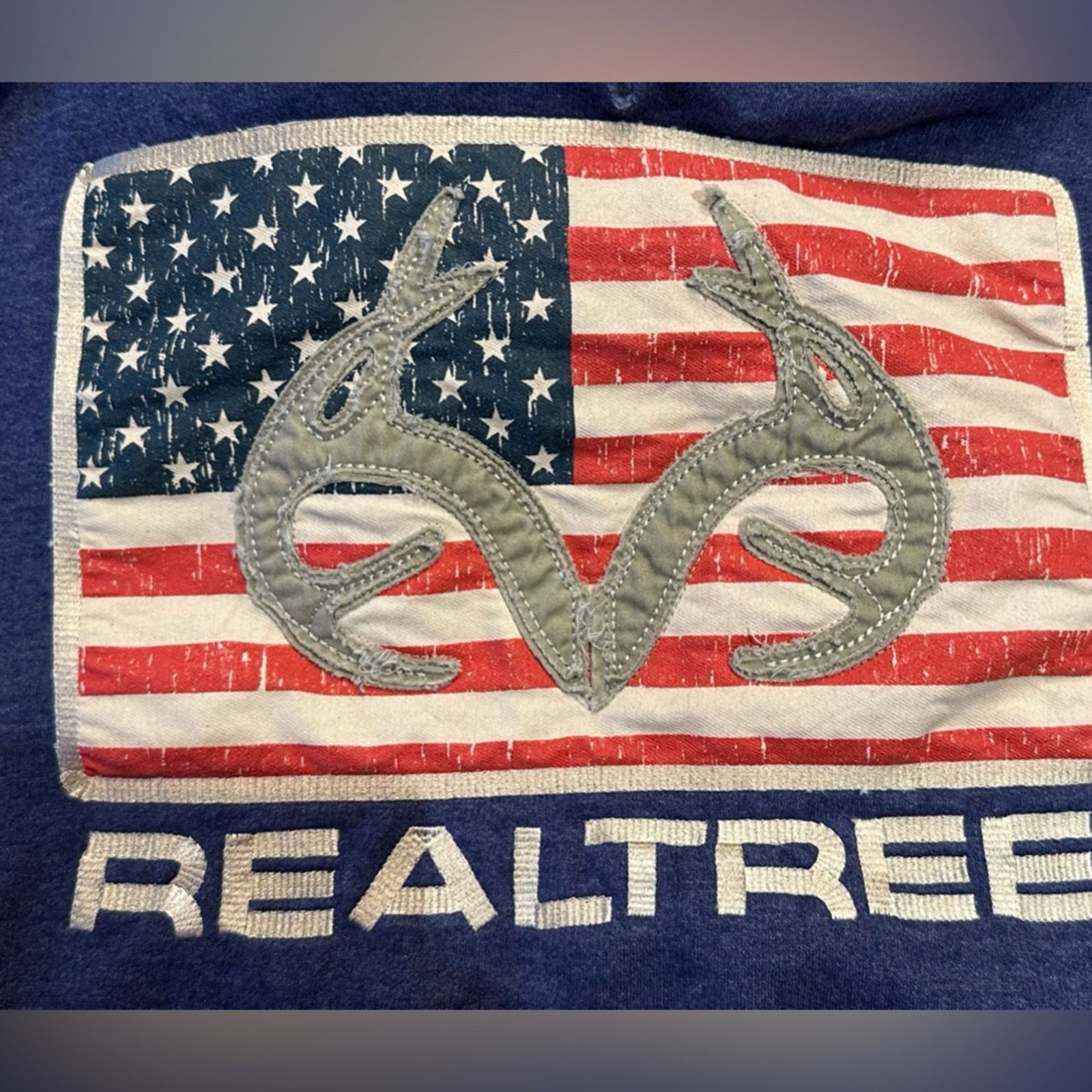 Realtree RealTree Denim Blue Adult Medium Hoodie with Flag Design Size US M / EU 48-50 / 2 - 4 Thumbnail