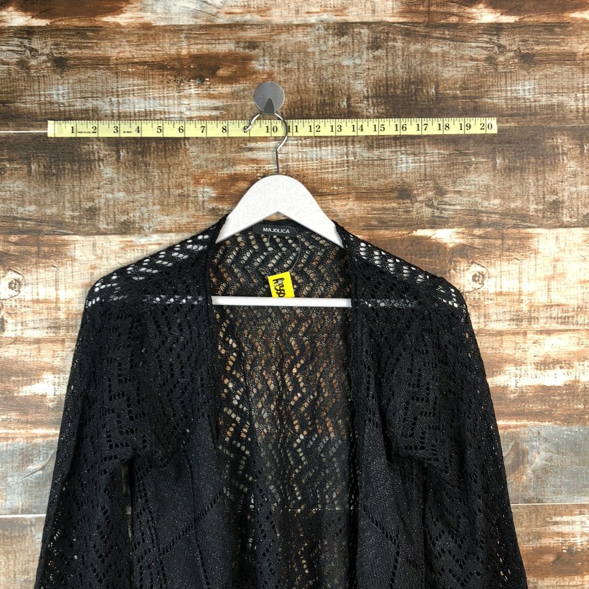 Homespun Knitwear × Japanese Brand Majolica Black Cardigan crochet meshnet Knitwear #A1350 Size M / US 6-8 / IT 42-44 - 5 Thumbnail