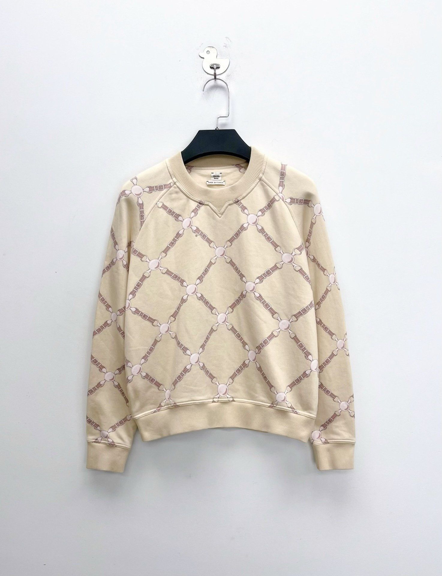 Hermes Hermes Cream Saddle Lock Print Sweatshirt Size US M / EU 48-50 / 2 - 1 Thumbnail