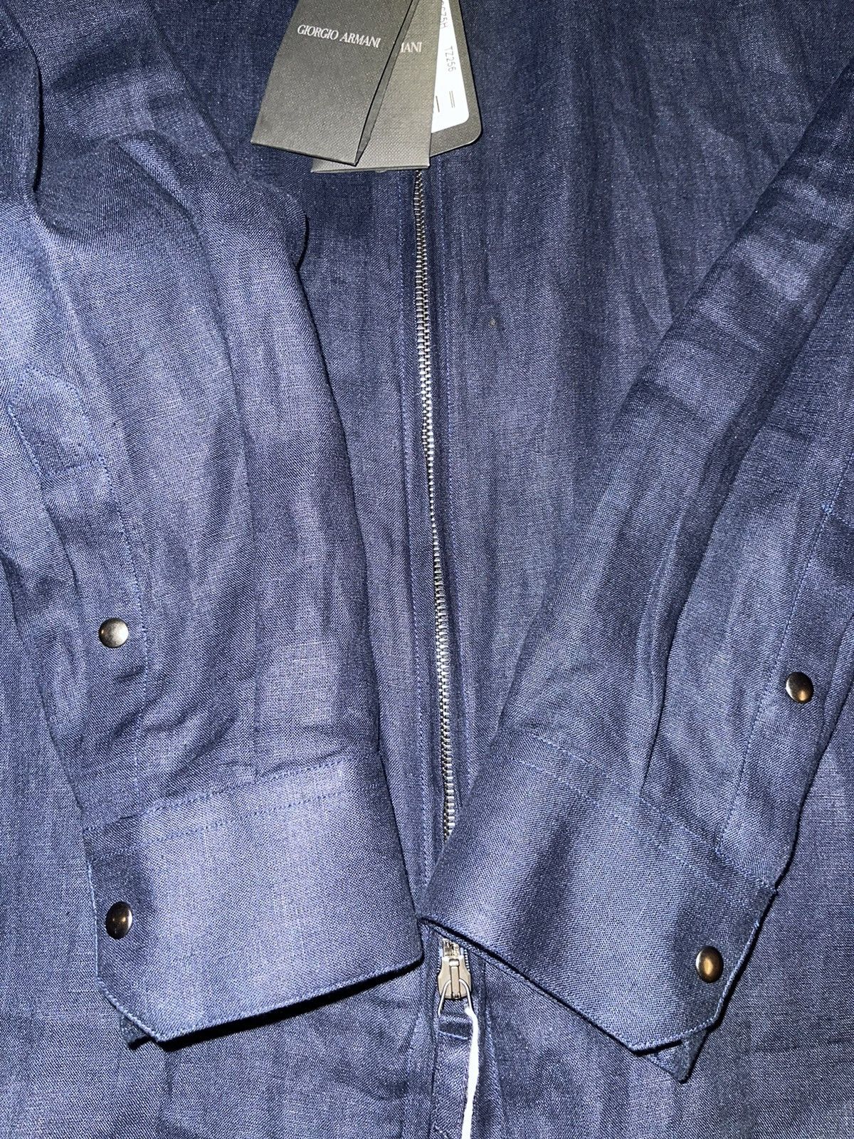 Giorgio Armani GIORGIO ARMANI ZIP SPORT SHIRT 41/16 (REG FIT) LINEN, NWT Size US L / EU 52-54 / 3 - 14 Thumbnail