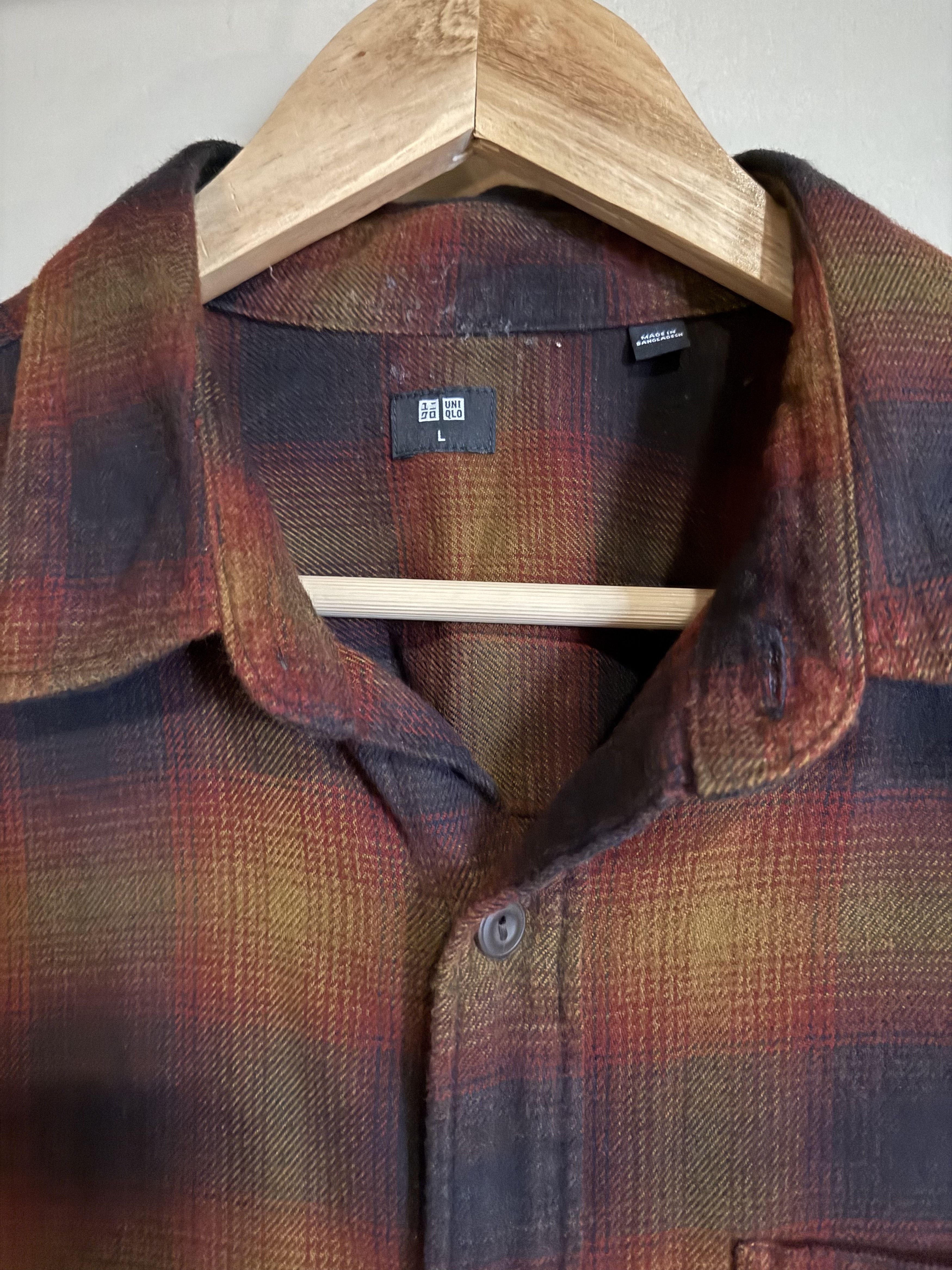 Uniqlo Uniqlo Russet Cotton Plaid L/S Shirt, Men's Large Size US L / EU 52-54 / 3 - 2 Thumbnail