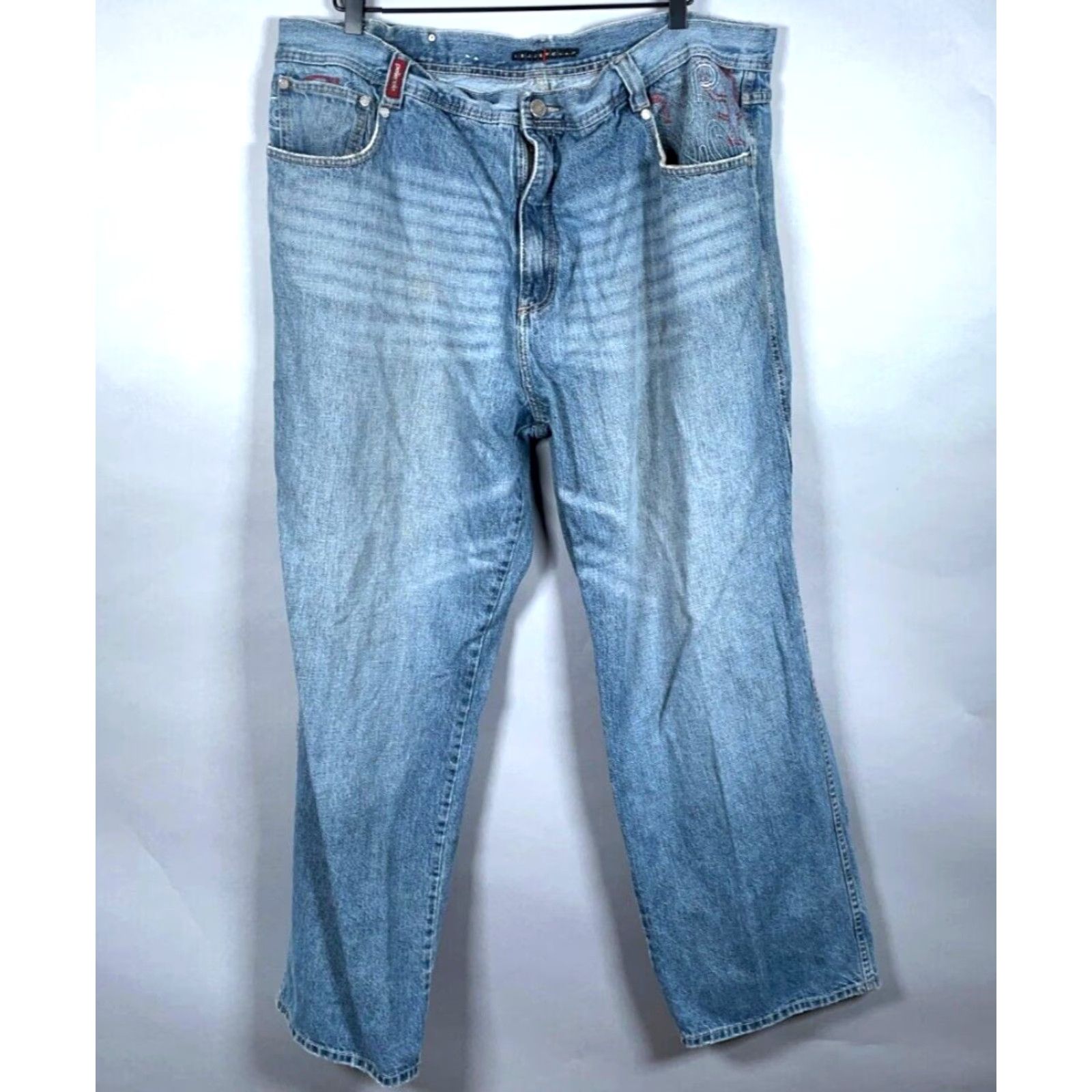 Pelle Pelle VINTAGE Pelle Pelle Jeans Men's 42 x 31 Baggy Fit Blue Embroidered 90s Hip Hop Denim Straight Baggy 5-Pocket Mens Size US 42 / EU 58 - 2 Thumbnail
