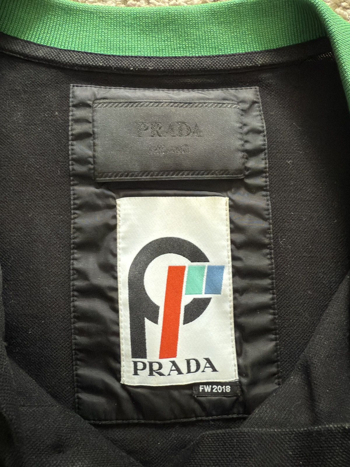Prada Prada Polo FW18 Colorblock Pattern Polo Rubber Logo Size US M / EU 48-50 / 2 - 3 Thumbnail