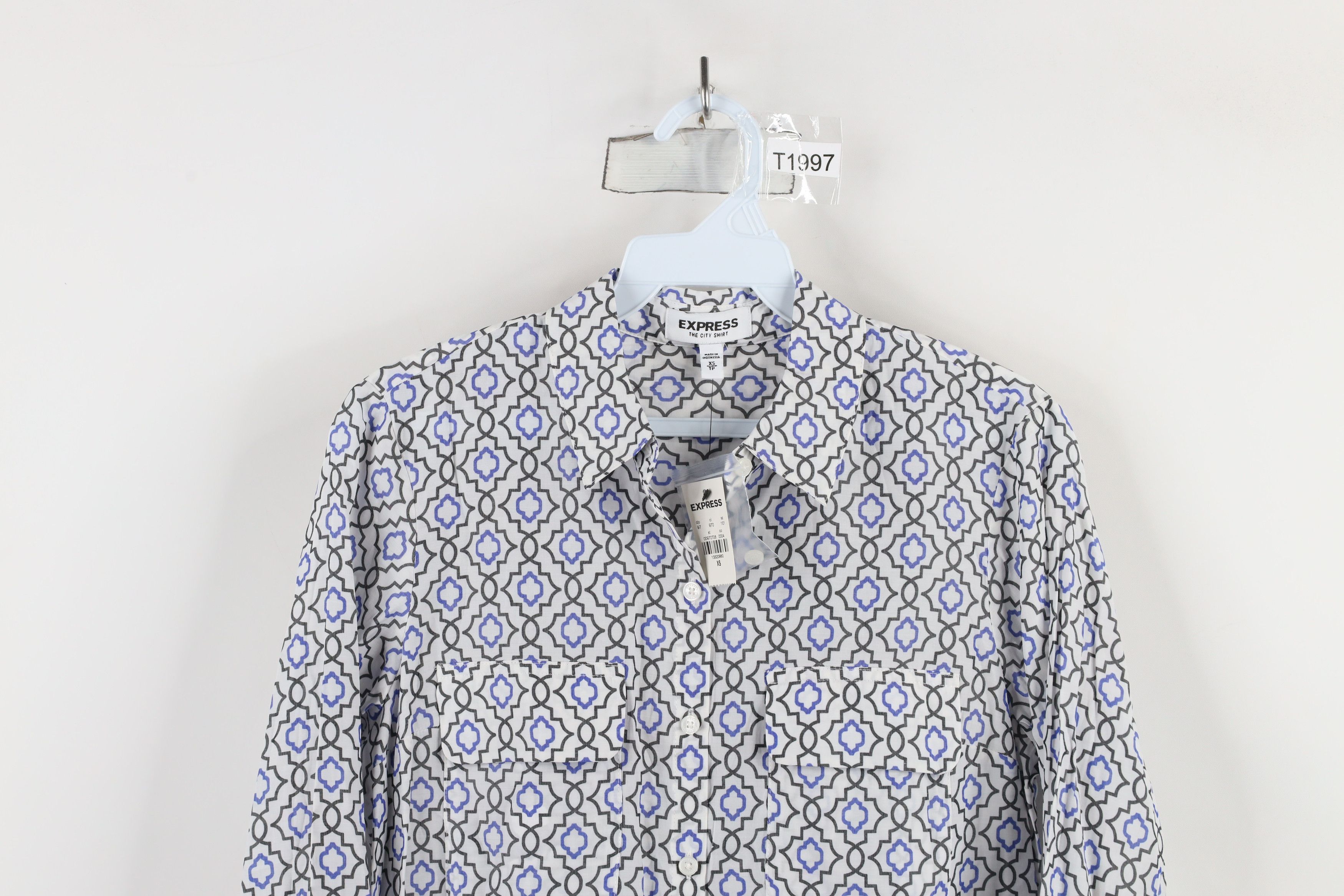 Express × Vintage New Express The City Long Sleeve Collared Button Shirt Size XS / US 0-2 / IT 36-38 - 2 Thumbnail