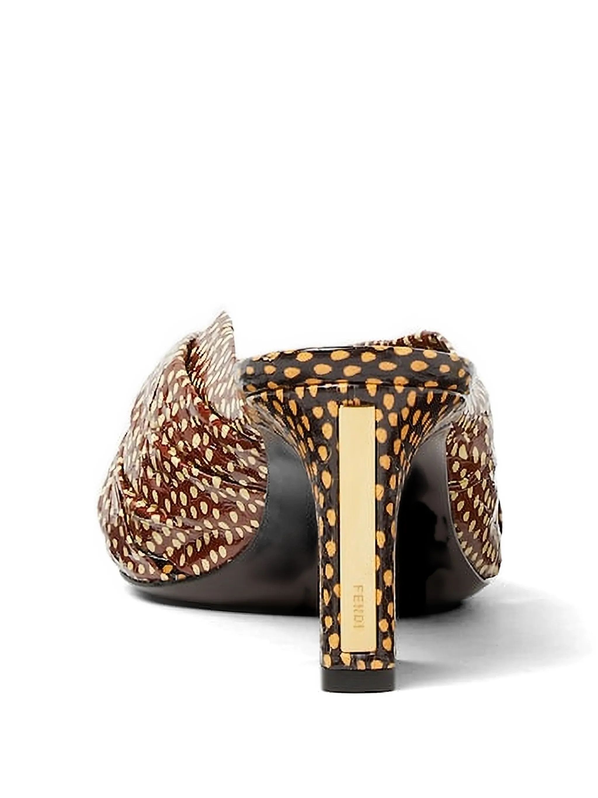 Fendi os11x0526 Arco Ruched Heeled Sandals in Brown Size US 10 / IT 40 - 3 Thumbnail