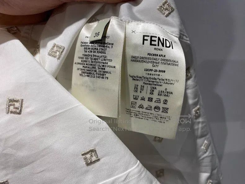 Fendi Fendi White jacquard embroidered shirt dress Size XXS / US 00 / IT 34 - 4 Thumbnail