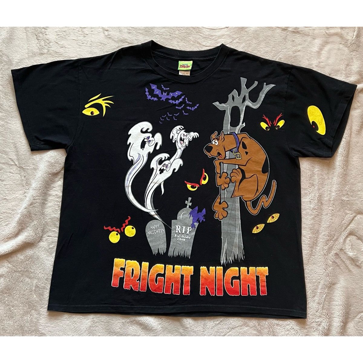 image of Scooby Doo Cartoon Network Fright Night T-Shirt in Black, Men's (Size XL)