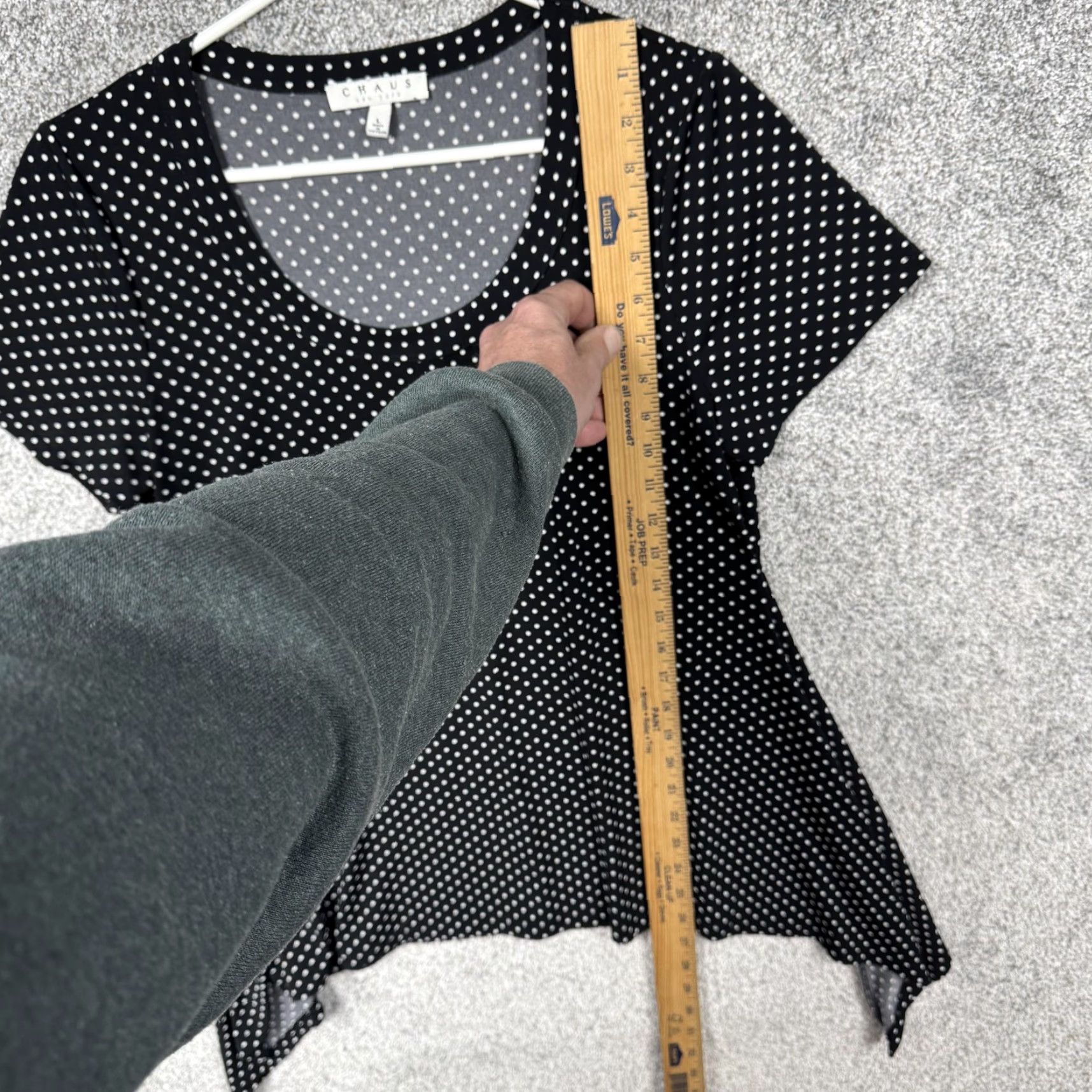 Vintage Chaus Shirt Large Polka Dot Stretch Sharkbite Hem Retro MCM Playful Office Chic Size L / US 10 / IT 46 - 3 Thumbnail