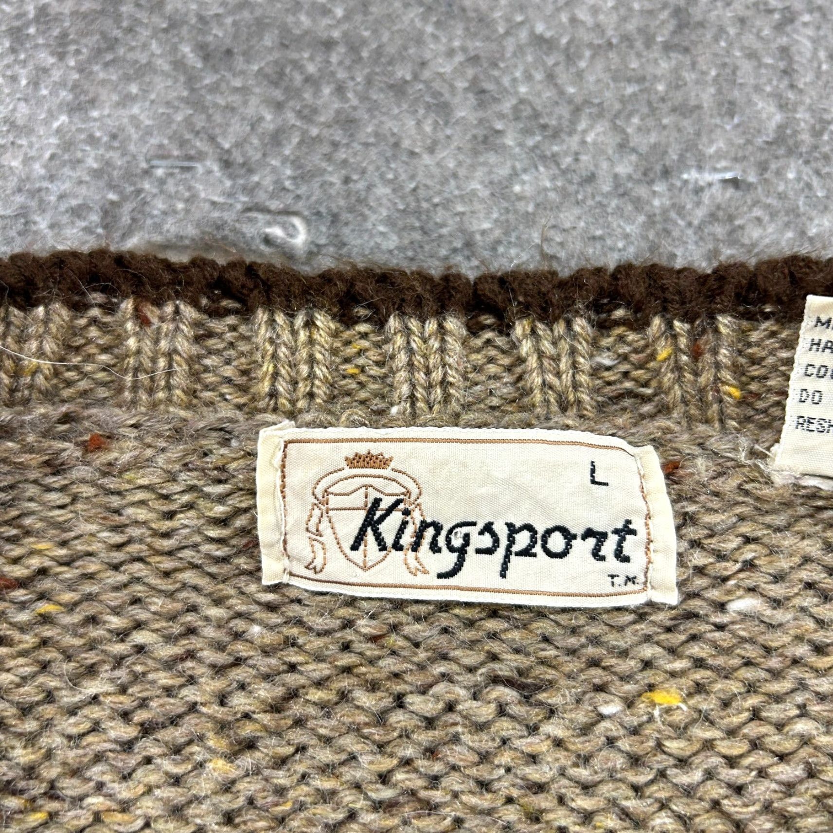 Vintage VINTAGE Kingsport Sweater Womens L Beige Wool Cable Knit Pullover 90s Speckle Crew Neck Long Sleeve Regular Fit 90s Womens Size L / US 10 / IT 46 - 4 Thumbnail
