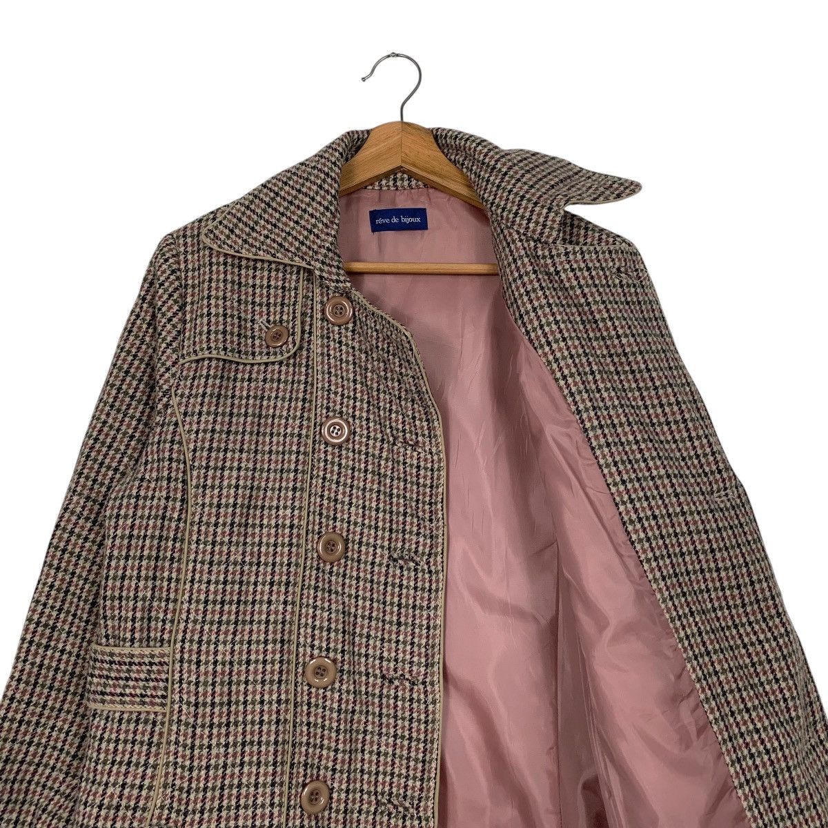 Japanese Brand Reve De Bijoux Double Breasted Houndstooth Tweed Coat Size S / US 4 / IT 40 - 10 Thumbnail