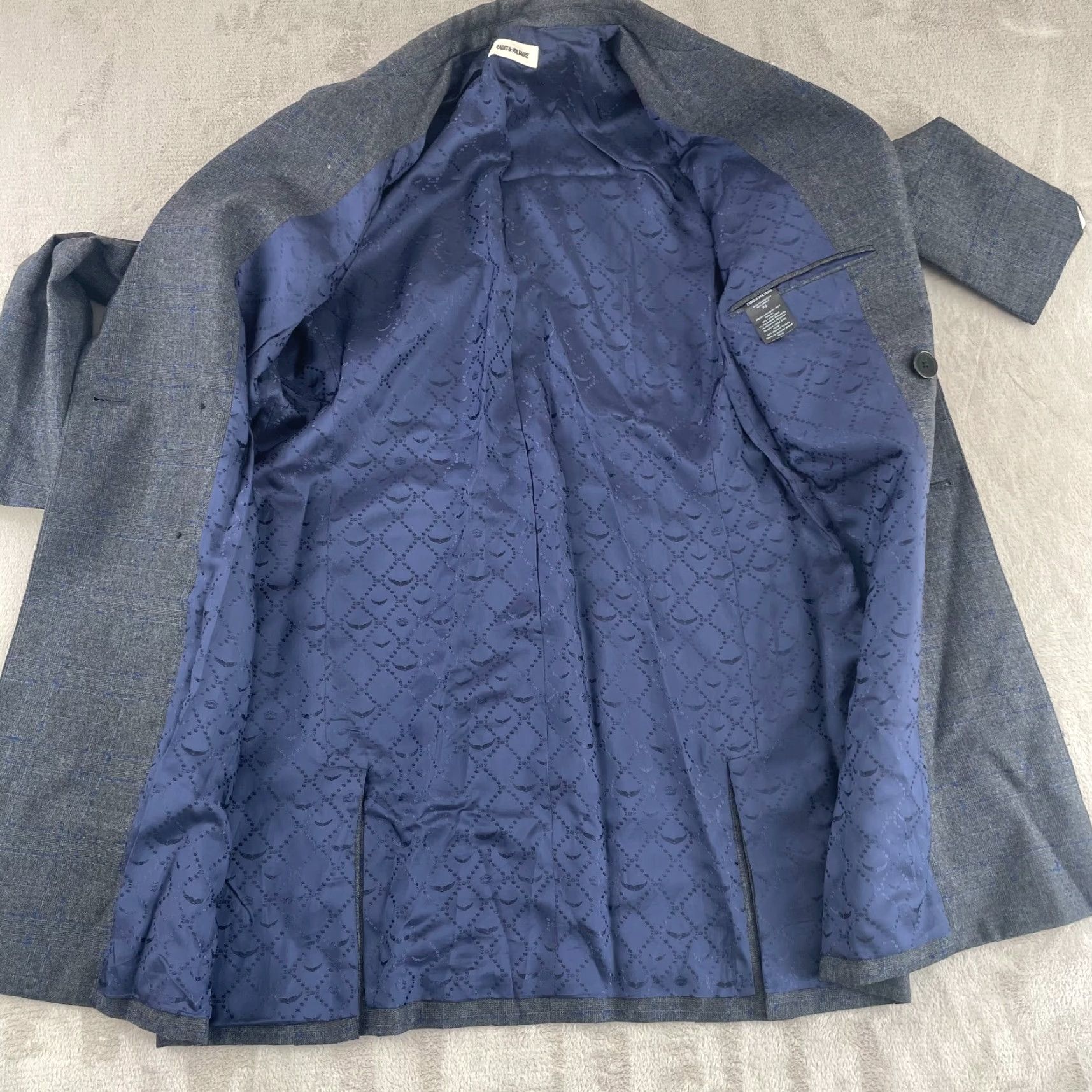 Zadig & Voltaire ZADIG & VOLTAIRE Mina Carreaux Coat Jacket Women XS Grey Wool Double Breasted Coat/Jacket Size XS / US 0-2 / IT 36-38 - 7 Thumbnail