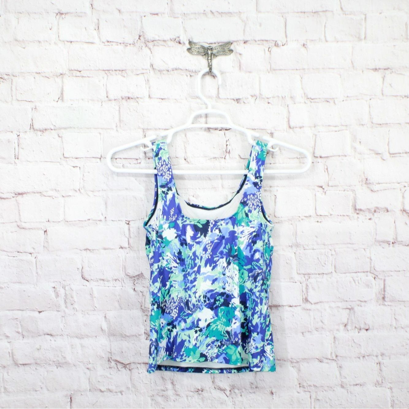L.L. Bean × Swims LL Bean Women's Swimwear Scoopneck Tankini Top Blue Print Size S / US 4 / IT 40 - 6 Thumbnail