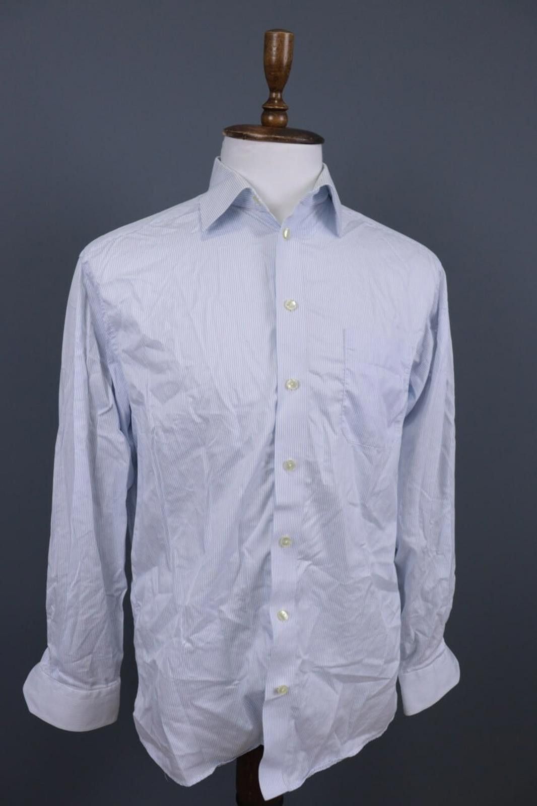 Eton ETON Classic Fit Blue Pinstripe Dress Shirt Size 41 / 16 Size US M / EU 48-50 / 2 - 4 Thumbnail