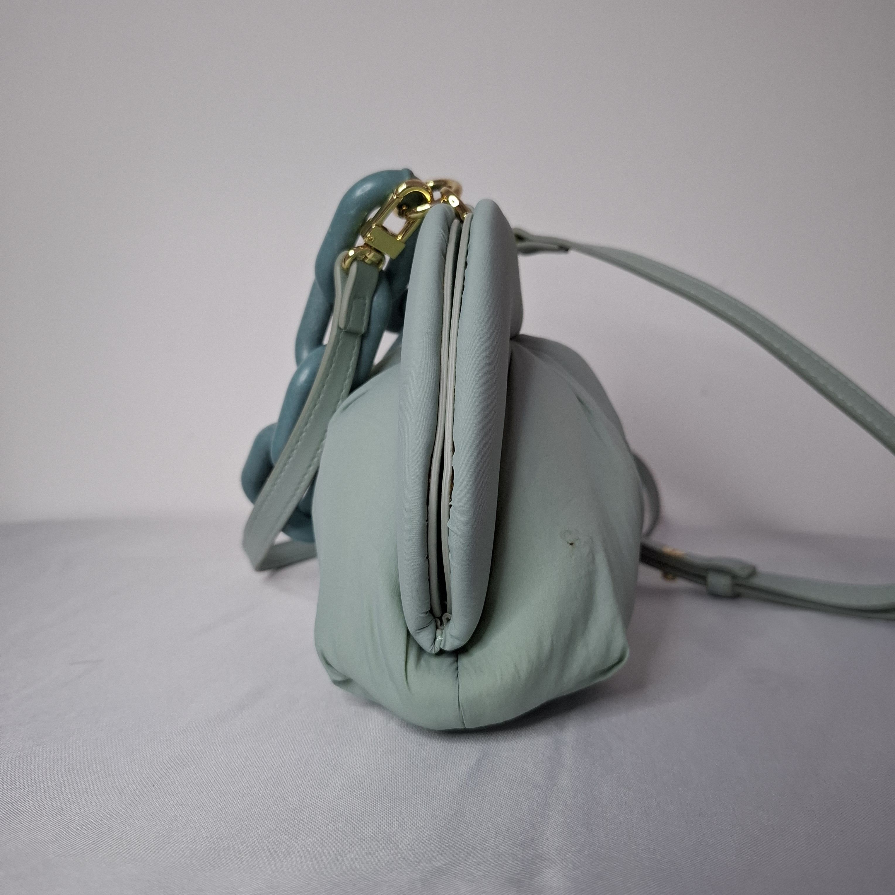 THEMOIRe Themoirè Gya Nylon Chain Ruched Mint Blue Handbag Size ONE SIZE - 4 Thumbnail