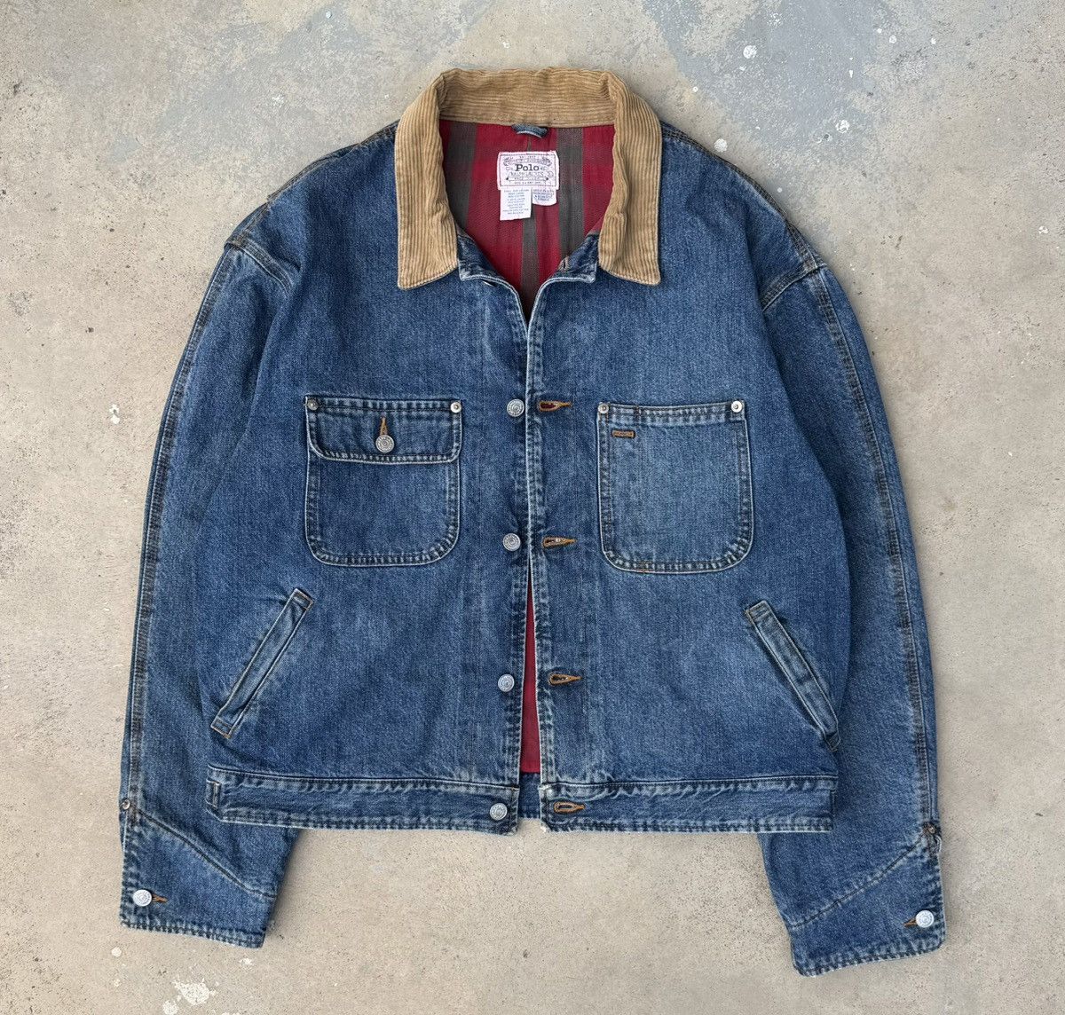 Polo Ralph Lauren Vintage Polo Ralph Lauren Denim Work Jacket Plaid Lining Size US L / EU 52-54 / 3 - 5 Thumbnail