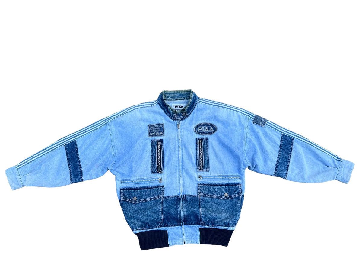 image of Vintage 90's Piaa Motorsports Fade Muddy Hybrid Bomber Jacket in Faded Blue, Men's (Size XL)