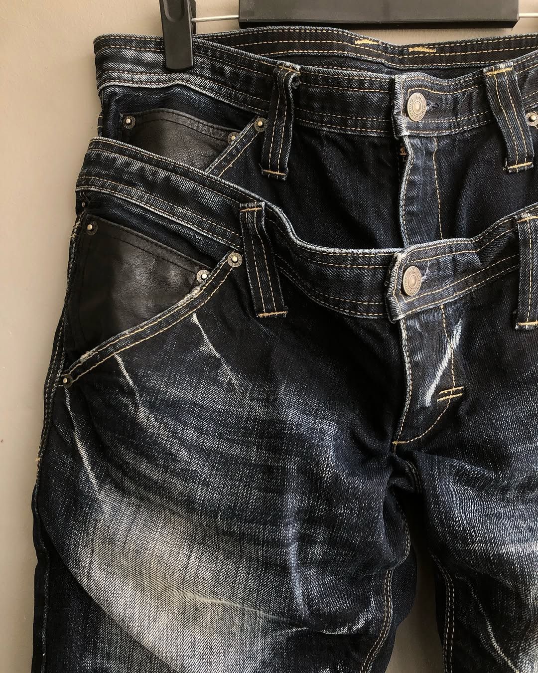 Japanese Brand × PPFM × Seditionaries PPFM Double Waist Distressed Denim Punk Style Blue Size US 35 - 6 Thumbnail