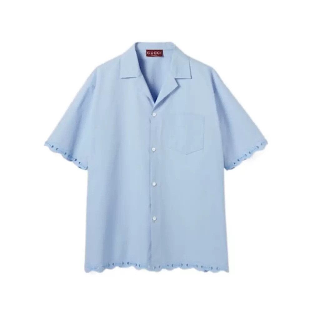 Gucci o1la5ras0426 Cotton Bowling Shirt in Blue Size US M / EU 48-50 / 2 - 1 Preview
