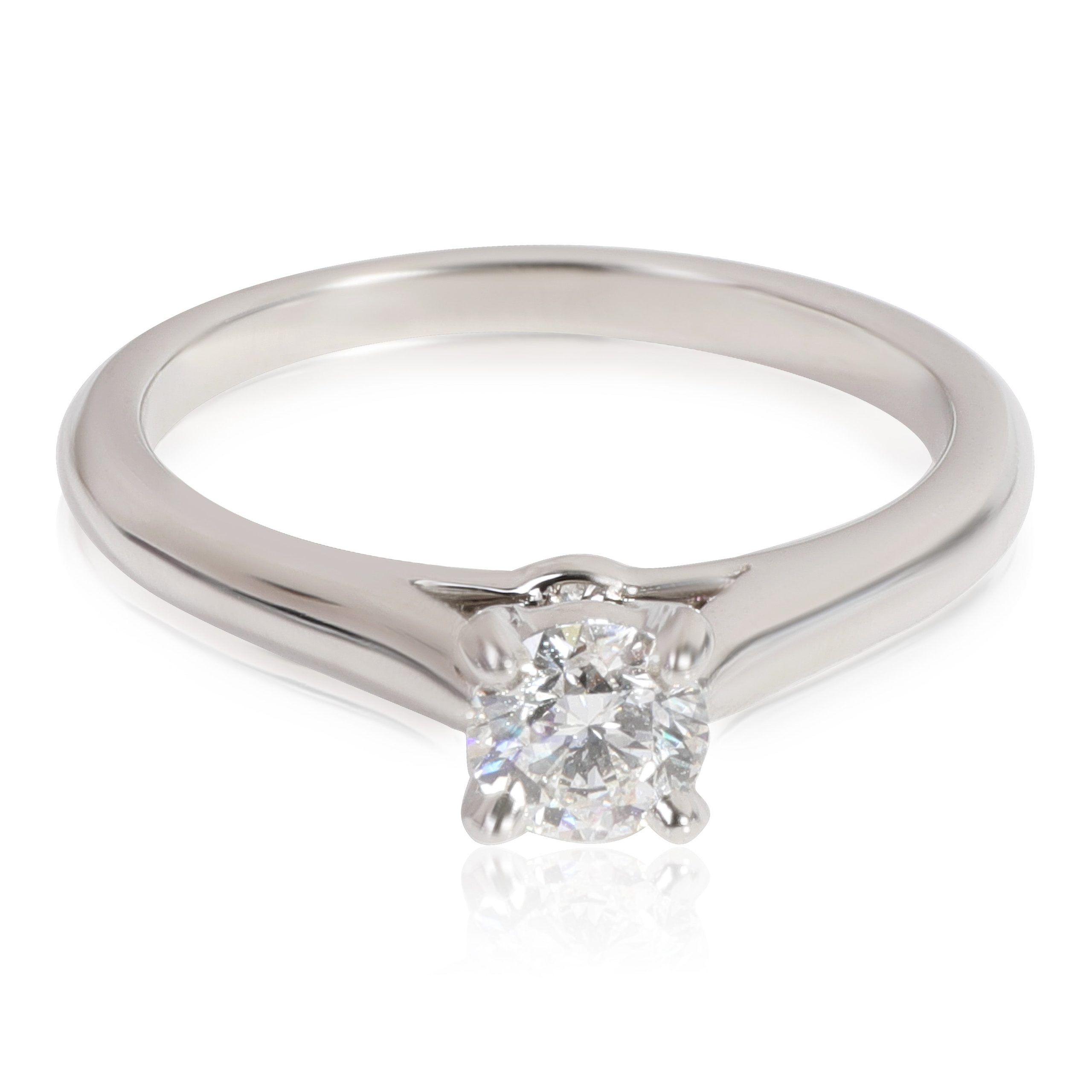 image of Cartier 1895 Diamond Engagement Ring In Platinum G Vs1 0.3 Ctw in Silver, Women's