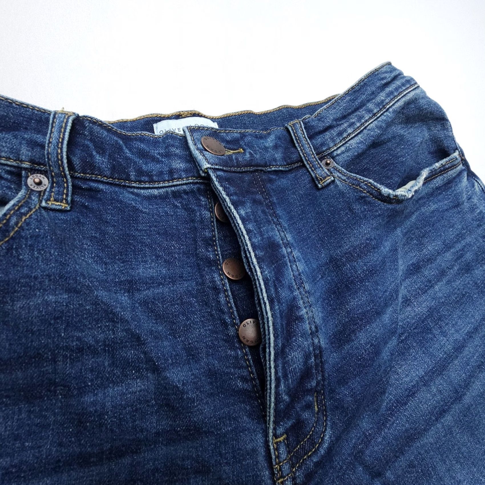 Olive Oliver Logan Jeans 32 Ludlow Relaxed Denim Button Fly Mid Rise Dark Blue Women's Jeans Size 24" / US 00 / IT 34 - 5 Thumbnail