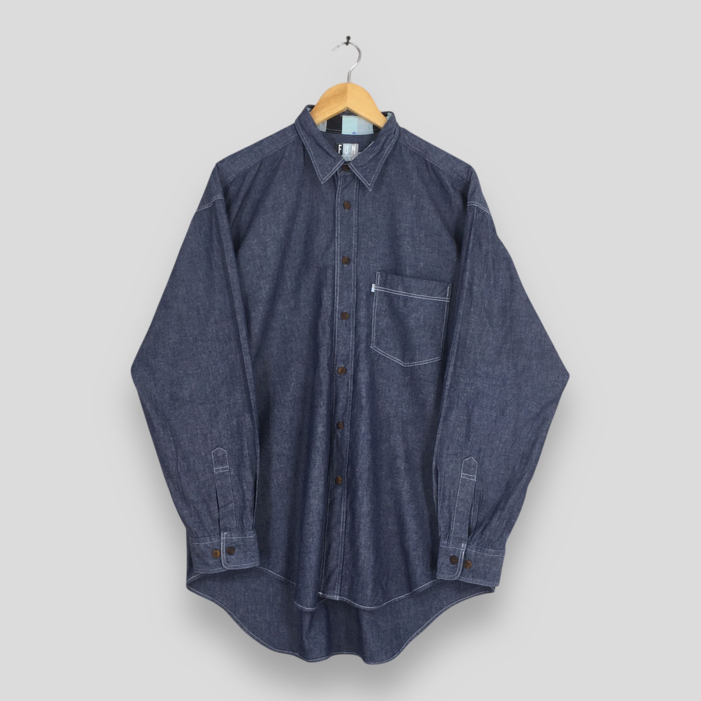 Kansai Yamamoto Vintage Kansai Man Fun Japan Blue Jeans Shirt Medium Size US M / EU 48-50 / 2 - 4 Thumbnail