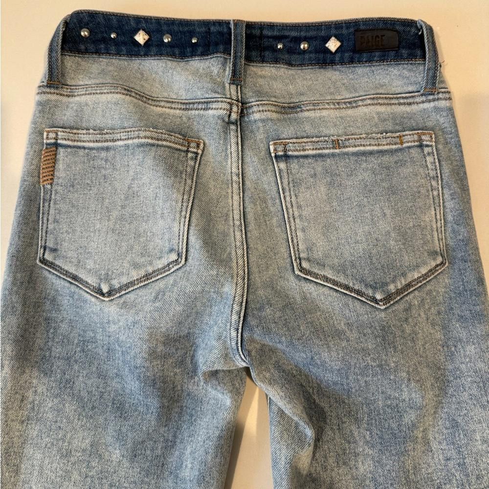 Paige PAIGE Verdugo Ankle Skinny Jeans Raw Hem Two Tone Studded 26 Size 26" / US 2 / IT 38 - 5 Thumbnail