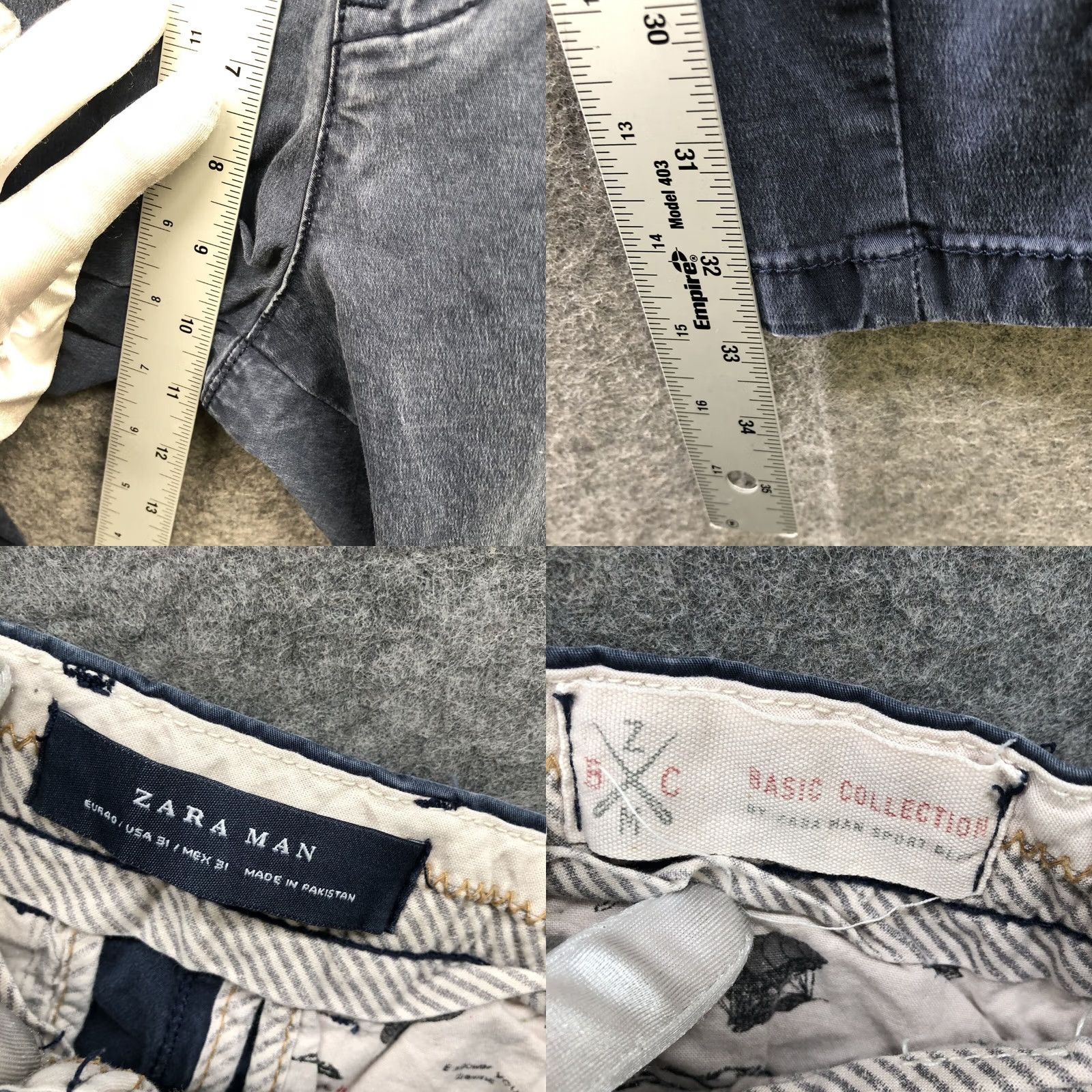 Zara Zara Slim Chino Pants Mens 31x33 Navy Blue Flat Front Flat Front Chino Pants Slim Fit 31 Mens Blue Zara Pants Men Size US 31 - 8 Thumbnail