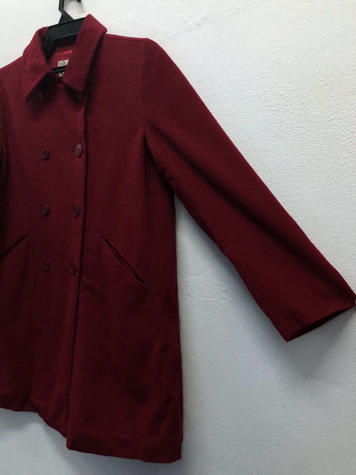 agnes b. Agnes b. Burgundy Wool-Blend Double-Breasted Coat Made Japan Size M / US 6-8 / IT 42-44 - 4 Thumbnail