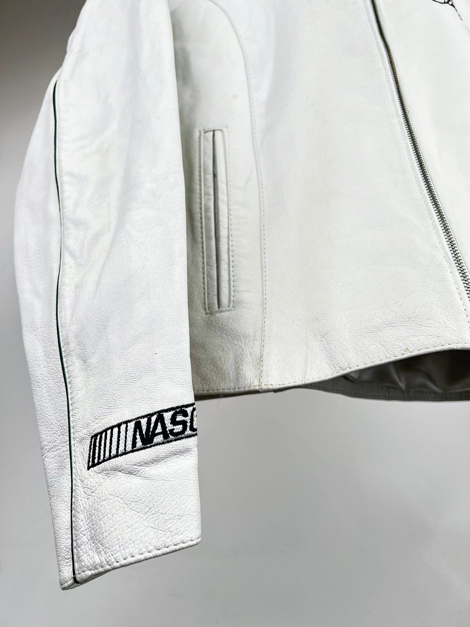 NASCAR RARE Nascar White Leather Jacket Streetwear racing Jacket Size US M / EU 48-50 / 2 - 3 Thumbnail