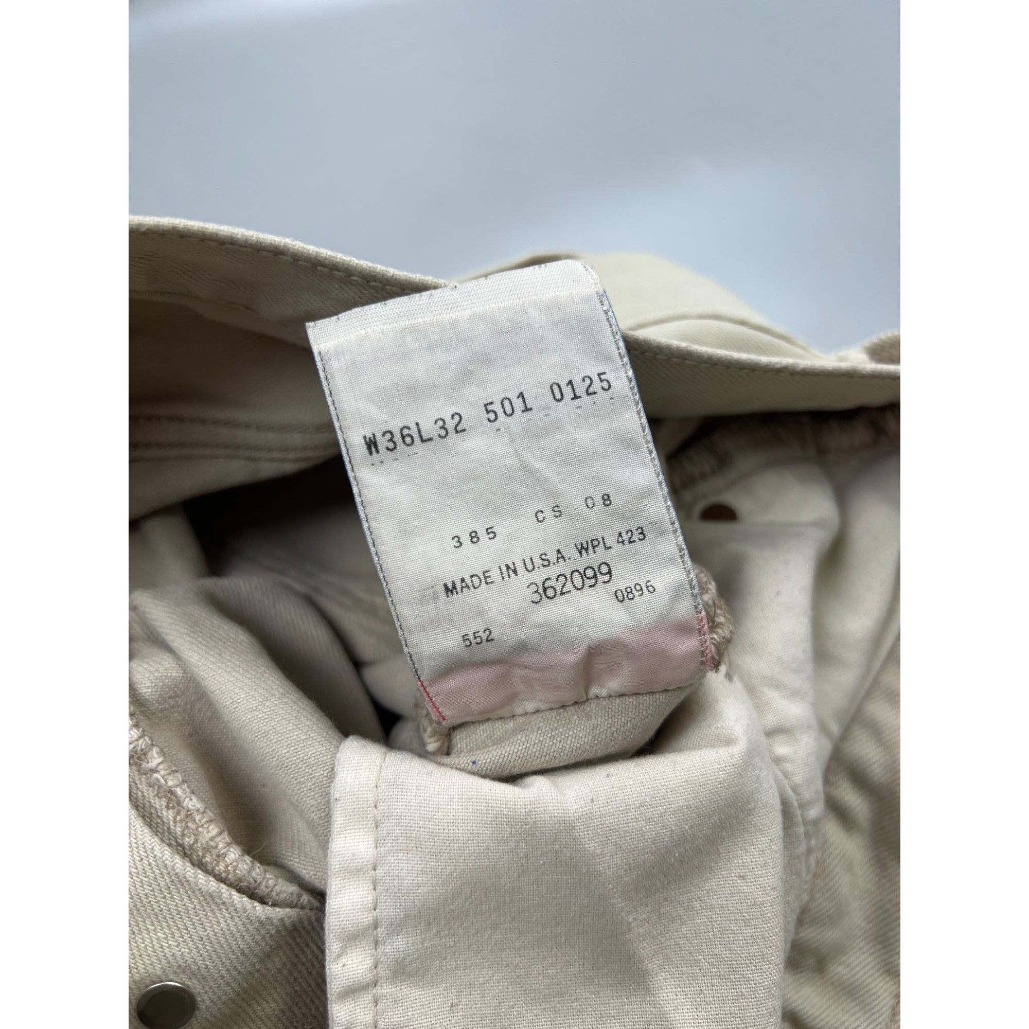 Levi's Levi’s 501 Made In USA Beige Denim Jeans Pants (Y0894) Size US 36 / EU 52 - 12 Thumbnail