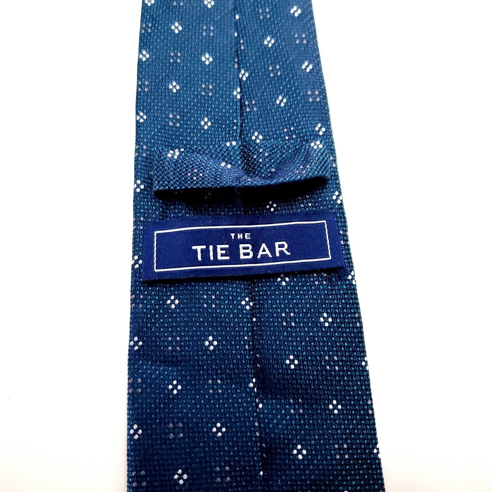 The Tie Bar The Tie Bar Dark Blue Silk Tie Woven Skinny Geometric Size ONE SIZE - 4 Thumbnail
