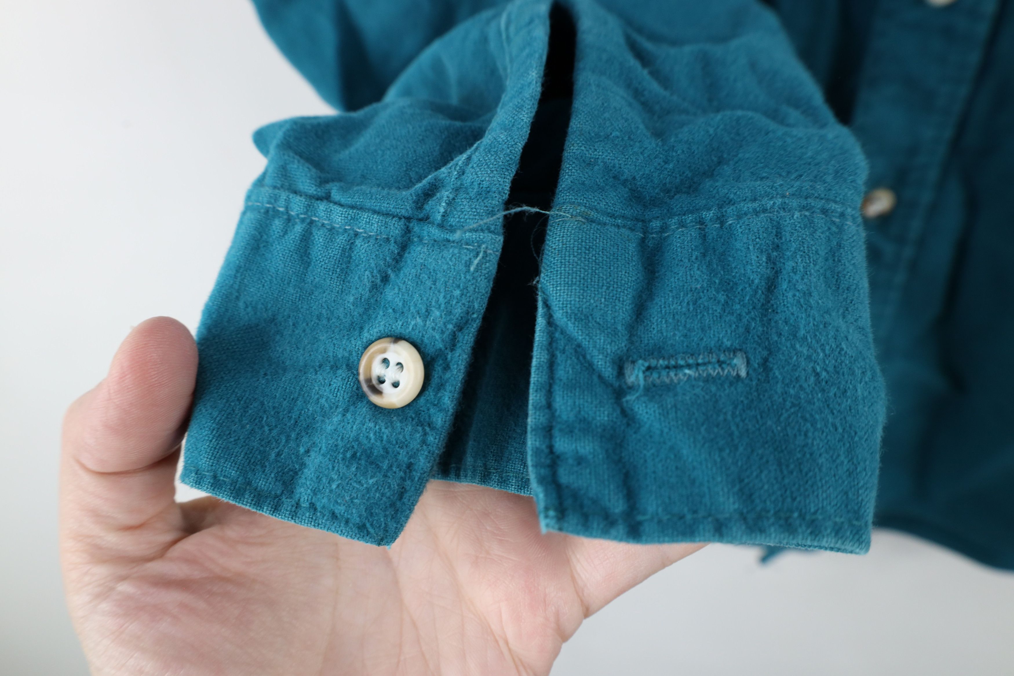 FiveBrother × Vintage Vintage 90s Five Brother Chamois Cloth Button Shirt Teal Size US M / EU 48-50 / 2 - 7 Thumbnail